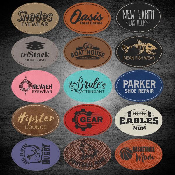 Blank Oval Laserable Leatherette Patch with Kota Pro Adhesive Thumbnail