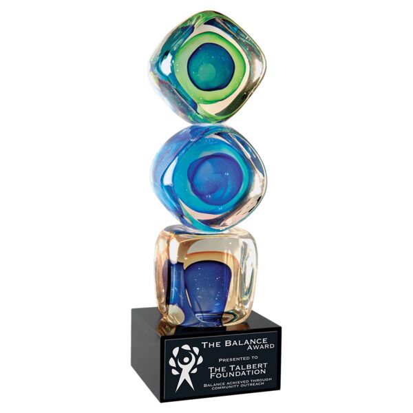 9 1/4" Stacked Blocks Art Glass with Square Base Thumbnail
