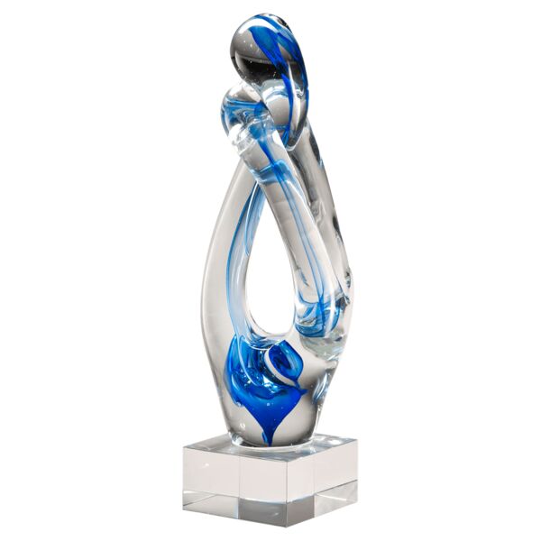 12" Contemporary Sculpture with Accent Art Glass on Glass Base- No Plate Thumbnail
