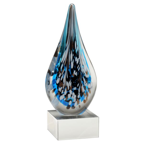10" Multi-Colored Teardrop Art Glass on Glass Base-No Plate Thumbnail
