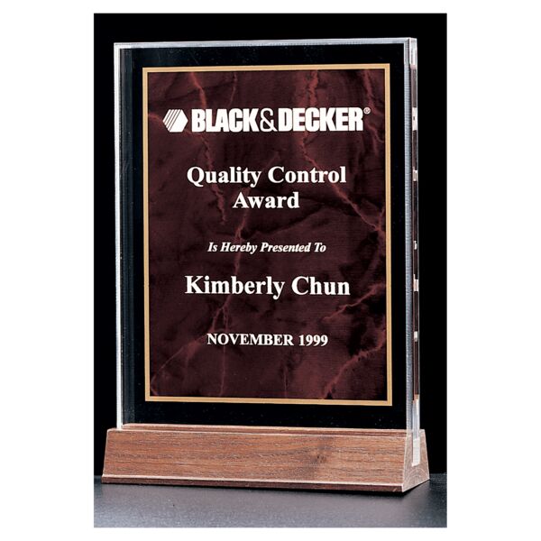 7" x 9 5/8" Ruby Marble Acrylic Award with American Base Thumbnail