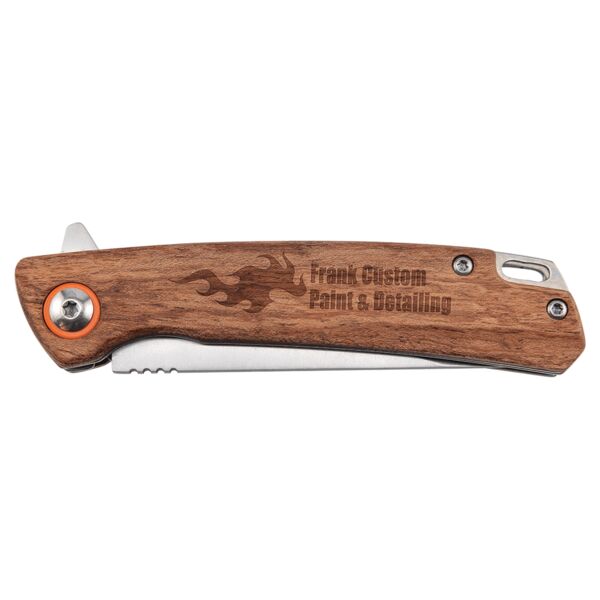 Bison River 4" Wood Everyday Carry Knife with Ball Bearing Open Mechanism Thumbnail