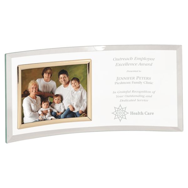 12" x 5 1/2" Jade Glass Crescent with 5" x 3 1/2" Picture Frame Thumbnail