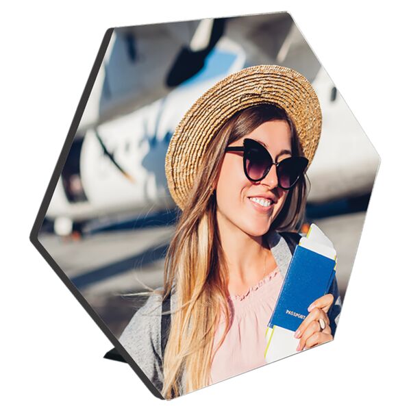 7.5" x 6.53" ChromaLuxe MDF Hexagon Photo Panel with Kickstand Thumbnail