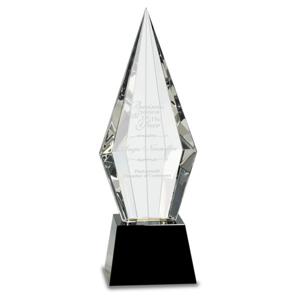 11" Obelisk Facet Crystal on Pedestal Base Thumbnail