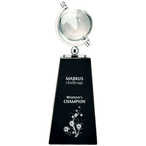 9" Crystal Spinning Globe on Pedestal Base Thumbnail