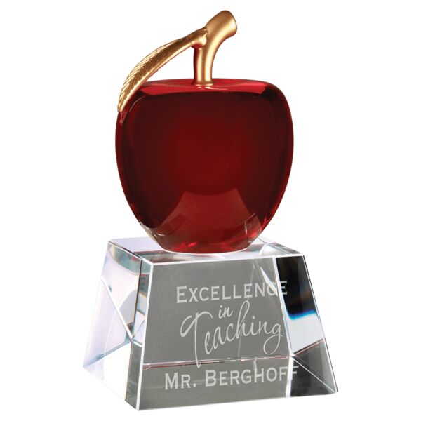 6" Crystal Apple with Base Thumbnail