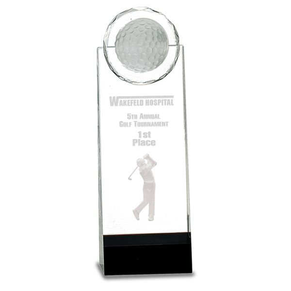 9 1/2" / Crystal Standup with 3D Golfer Thumbnail