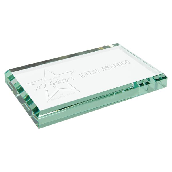 4" x 2 1/2" x 1/2" Jade Glass Paperweight Thumbnail