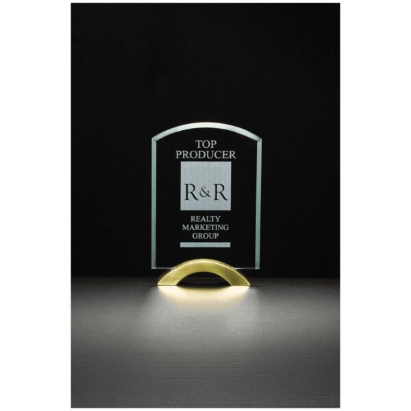 5" x 7 3/4" Arch Series Glass Award with Metal Base Thumbnail