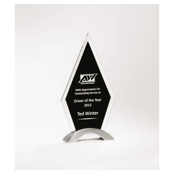 5 1/8"x 9 1/2" Beveled Glass with Silkscreen and Aluminum Accent Base Thumbnail