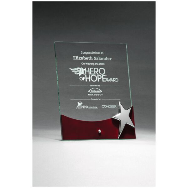 8" x 10" Freestanding Glass Award with High Gloss Accent and Star Thumbnail