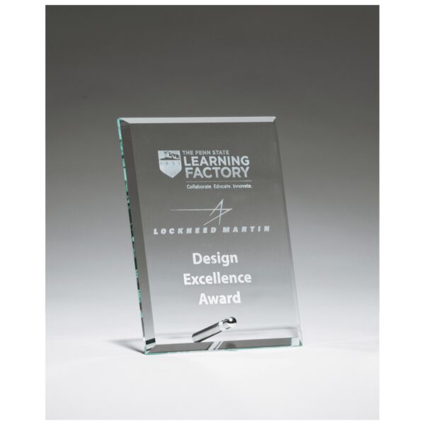 6" x 8" Glass Award with Plated Easel Post Thumbnail