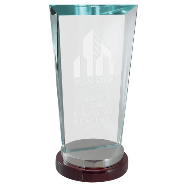4 1/4" x 8 1/8" Premium Series Glass Award with and Alumi num Base Thumbnail