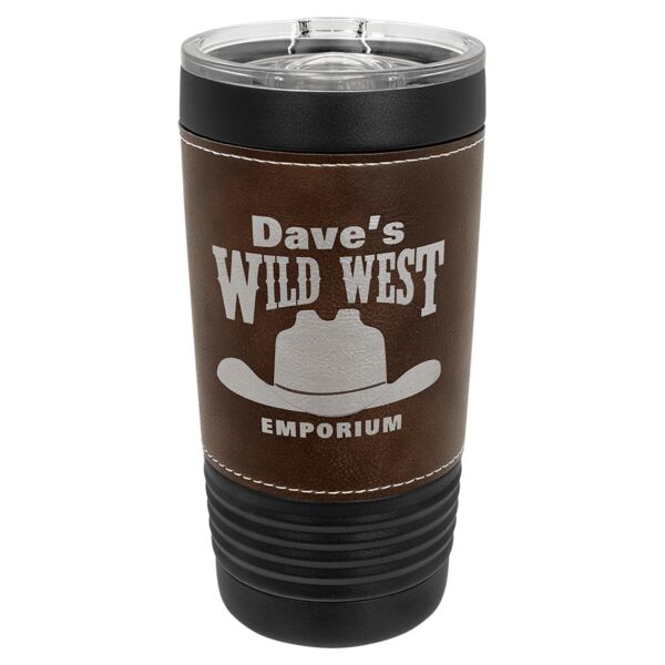 Polar Camel 20 oz. with Rustic Leatherette Tumbler with Slider Lid Thumbnail