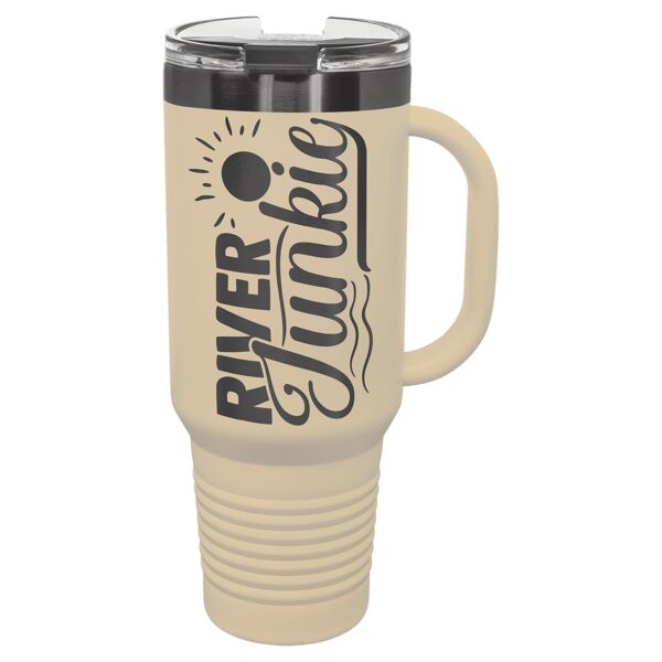 Polar Camel 40 oz. Warm Sand/ Travel Mug with Handle & Straw Thumbnail
