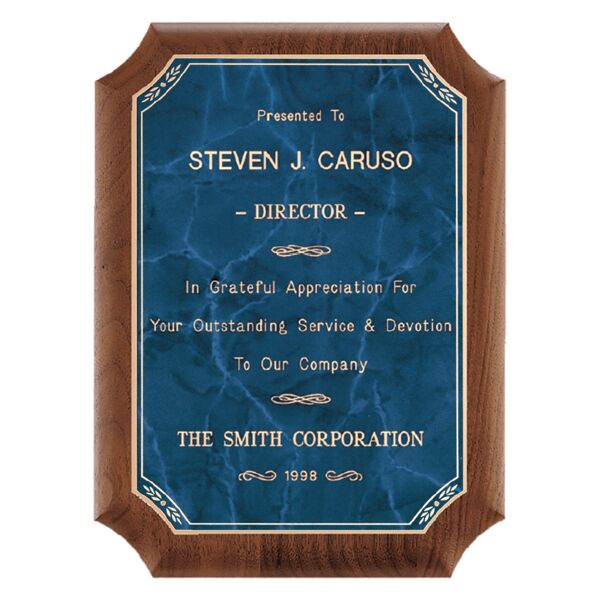 8" x 10 1/2" American Plaque with Border Sapphire Marble LaserFX Plate Thumbnail