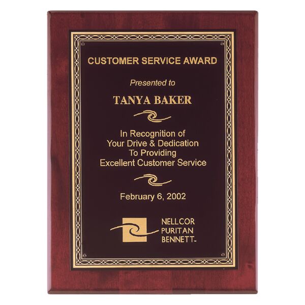 11" x 14" Airflyte Premium Piano Finish Plaque with Florentine Laserable Brass Plate Thumbnail