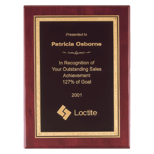 9" x 12" Airflyte Premium Piano Finish Plaque with Florentine Border LaserFX Plate Thumbnail