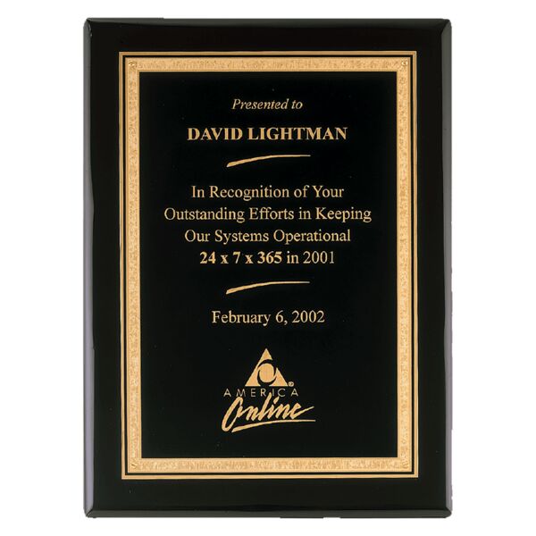 7" x 9" Airflyte Premium Piano Finish Plaque with Florentine Border LaserFX Plate Thumbnail