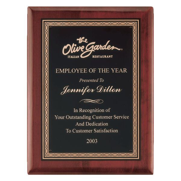 8" x 10 1/2" Airflyte Premium Piano Finish Plaque wtih Border Laserable Brass Plate Thumbnail