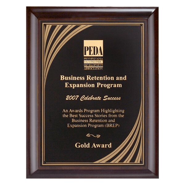 9" x 12" Hand Rubbed Finish Plaque with Cascading Swirl Design Laserable Brass Plate Thumbnail