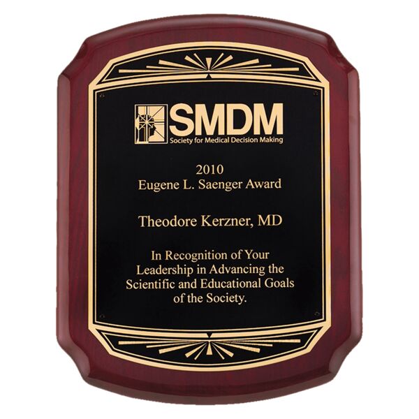 9" x 12" Airflyte Piano Finish Plaque with Border LaserFX Sunburst Plate Thumbnail