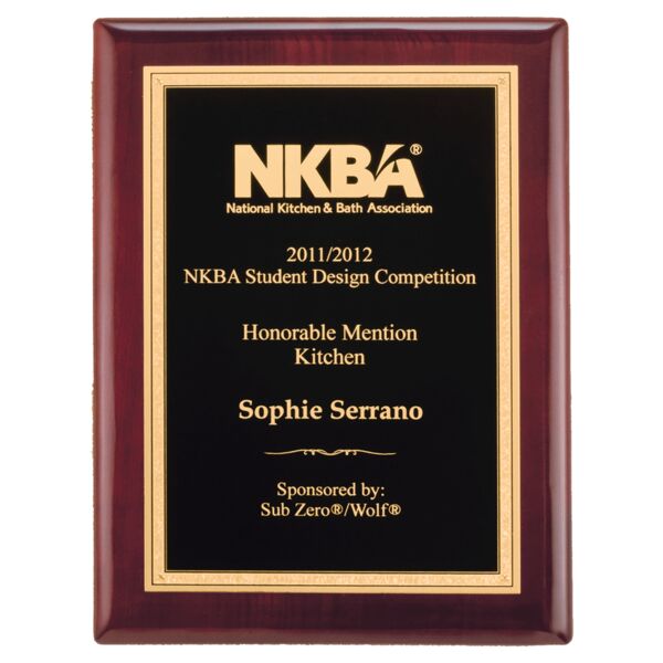 7" x 9" Airflyte Piano Finish Plaque with Textured Florentine Border LaserFX Plate Thumbnail