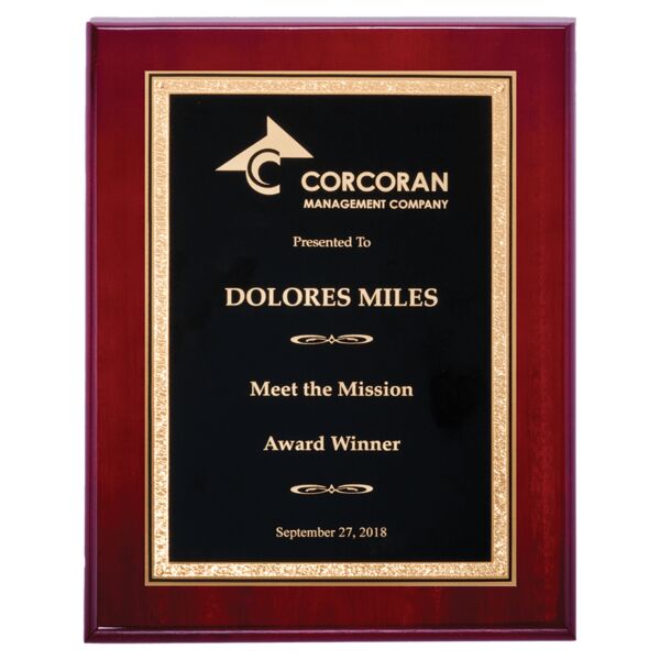 7" x 9" Airflyte High Gloss Plaque with Florentine Design Brass Plated Steel LaserFX Plate Thumbnail