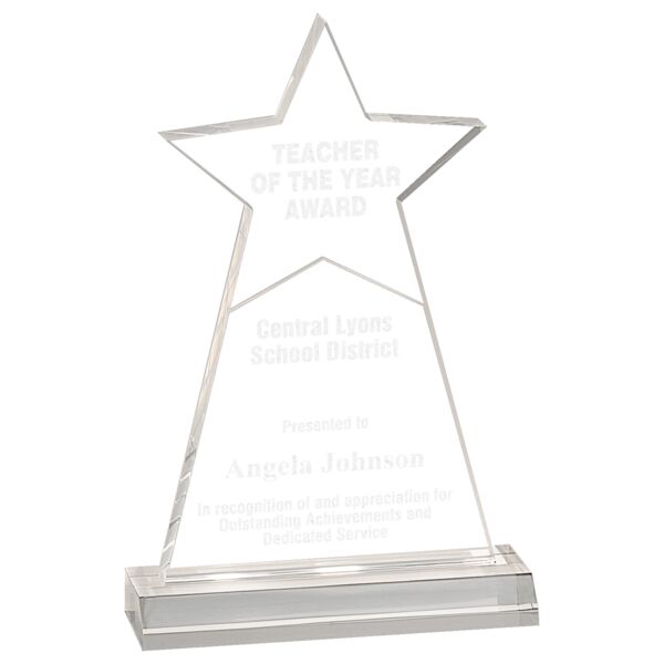 4 3/4" x 8" Star Obelisk Acrylic with 5 3/4" inch Base Thumbnail