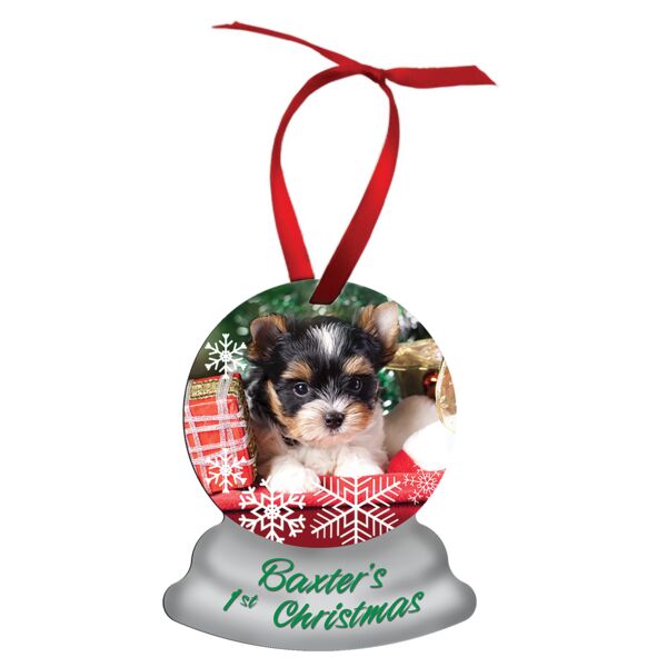 3.75" x 3" 2 Sided Gloss Aluminum Snow Globe Ornament Thumbnail