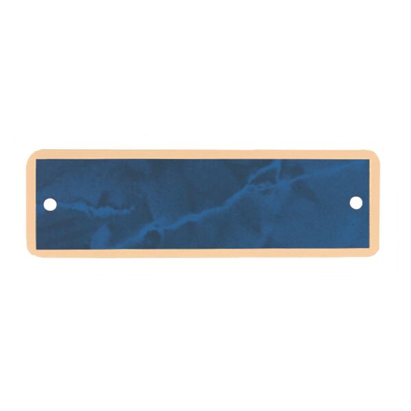 1" x 3 1/4" Sapphire Marble Plate with Border and Two Holes and Round Corners Thumbnail