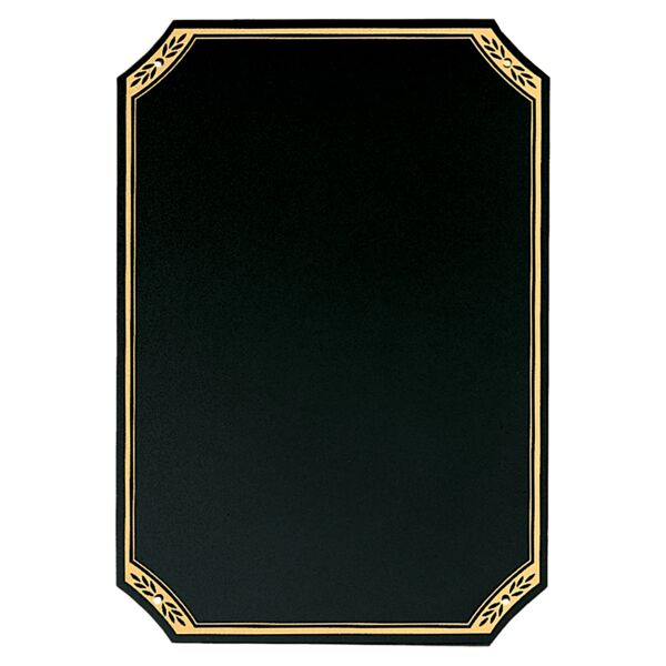 7" x 10" Laserable Brass Plate with Notched Corners, Florentine Design Border and Four Holes (Fits P1643) Thumbnail