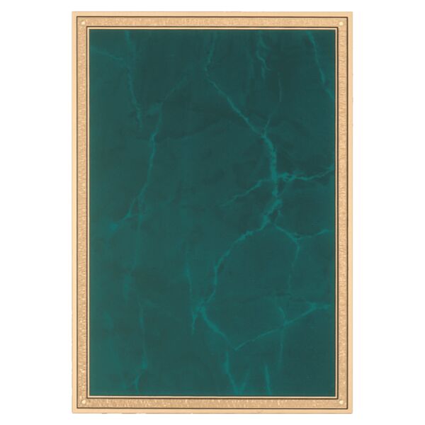 7" x 10" Emerald Marble Brass Plated Steel Plate with Florentine Border and Four Holes Thumbnail