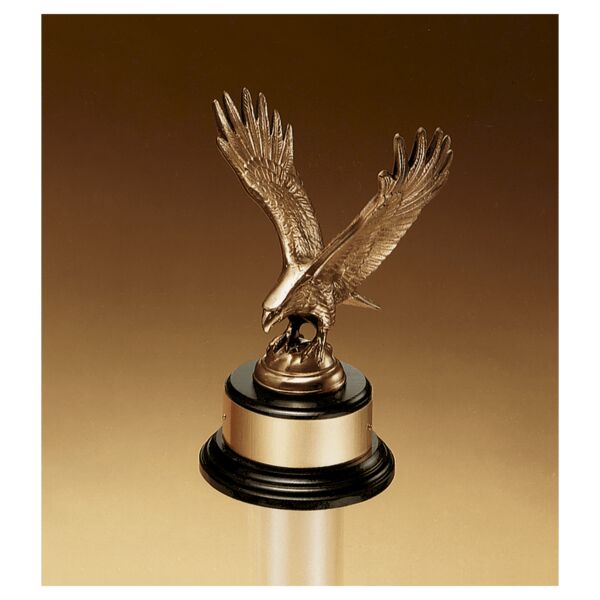 9" Fully Modeled Antique Eagle Casting on a Piano Finish Base with Flex-Brass Plate Thumbnail